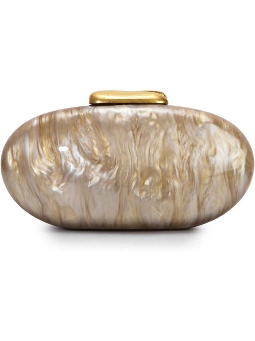 Women's Coffee Acrylic Shell Clutch Purse Oval Seashell Wedding Evening Bag